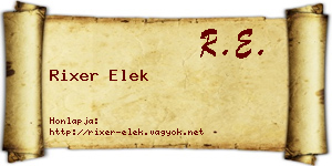 Rixer Elek névjegykártya